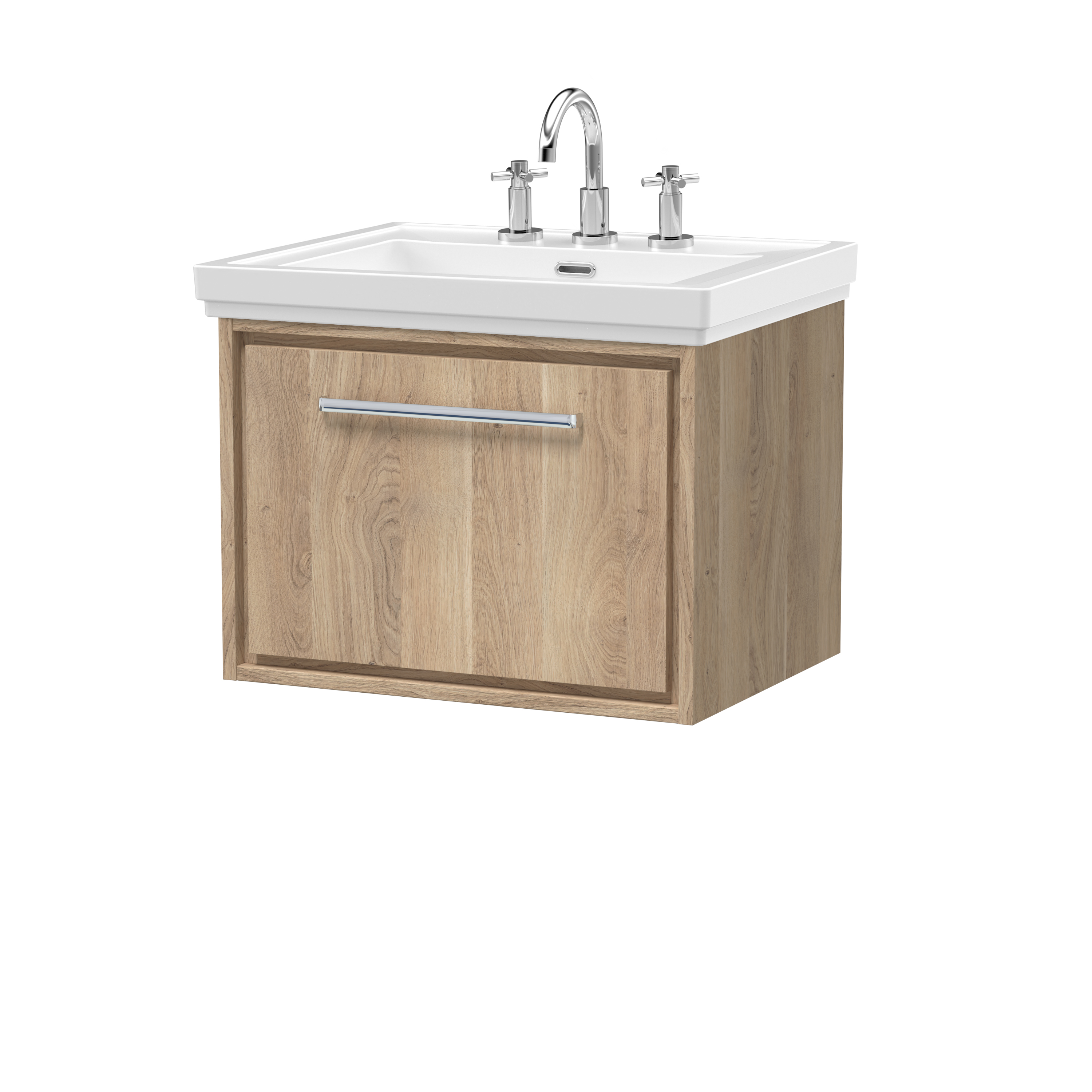 600mm Wall Hung Single Drawer Vanity with Basin - 3 Tap Hole