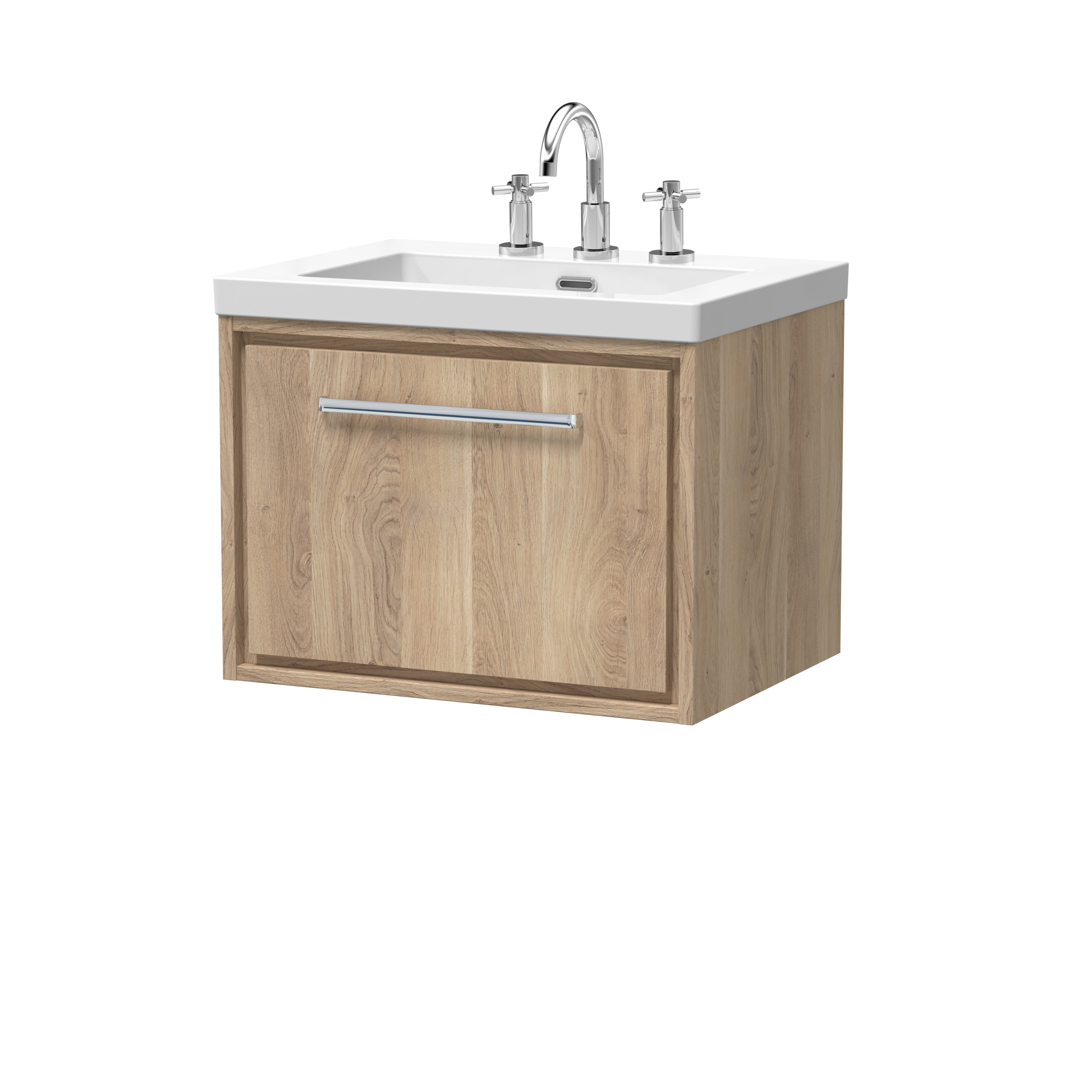 600mm Wall Hung Single Drawer Vanity with Basin - 3 Tap Hole