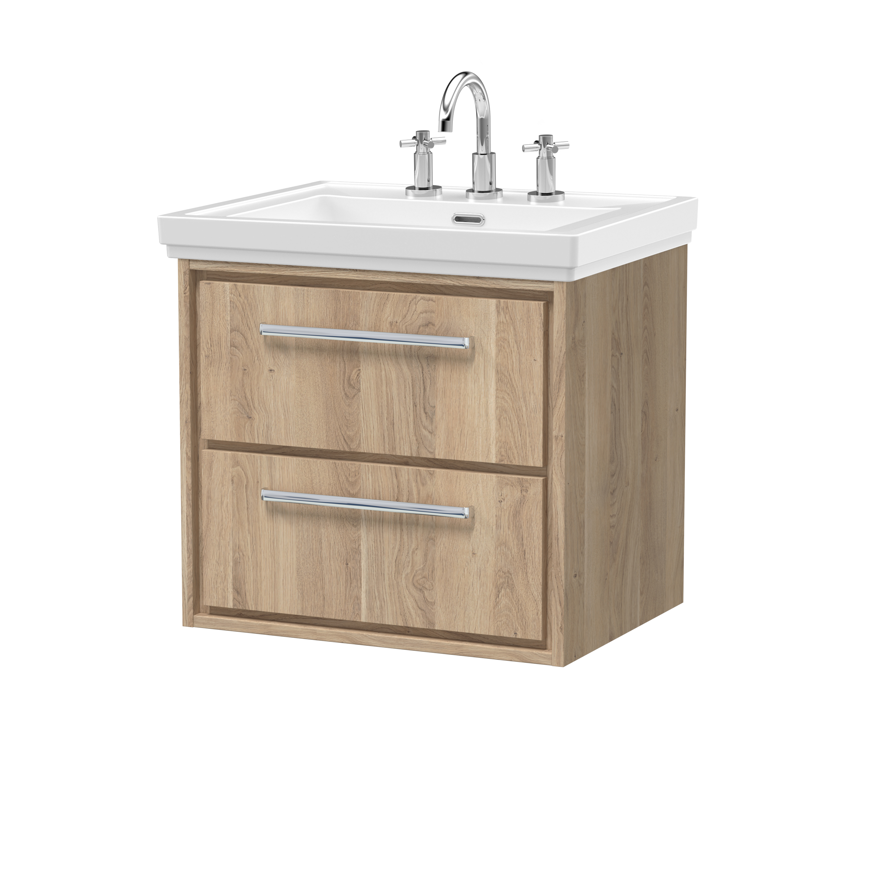 600mm Wall Hung 2-Drawer Vanity with Basin - 3 Tap Hole