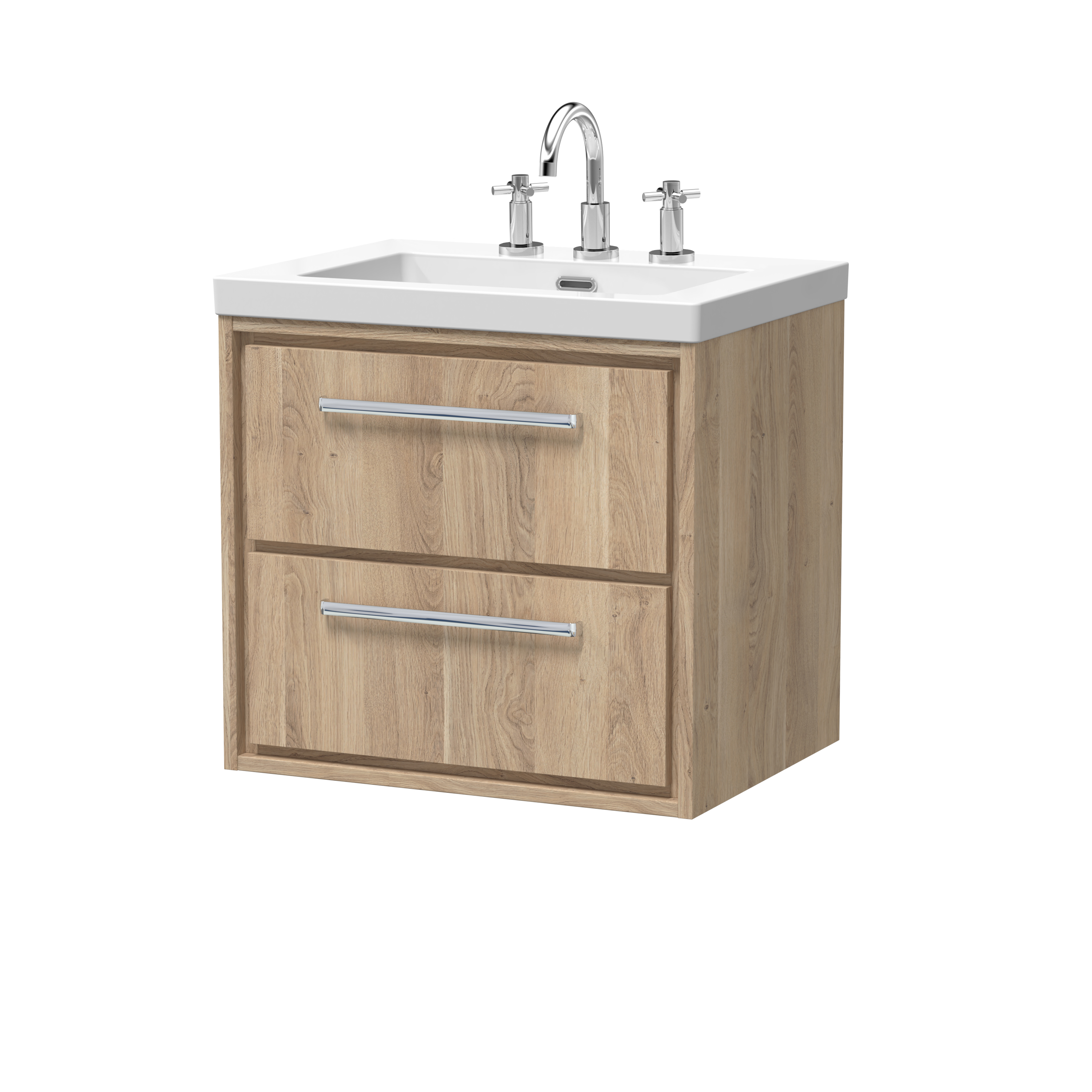 600mm Wall Hung 2-Drawer Vanity with Basin - 3 Tap Hole