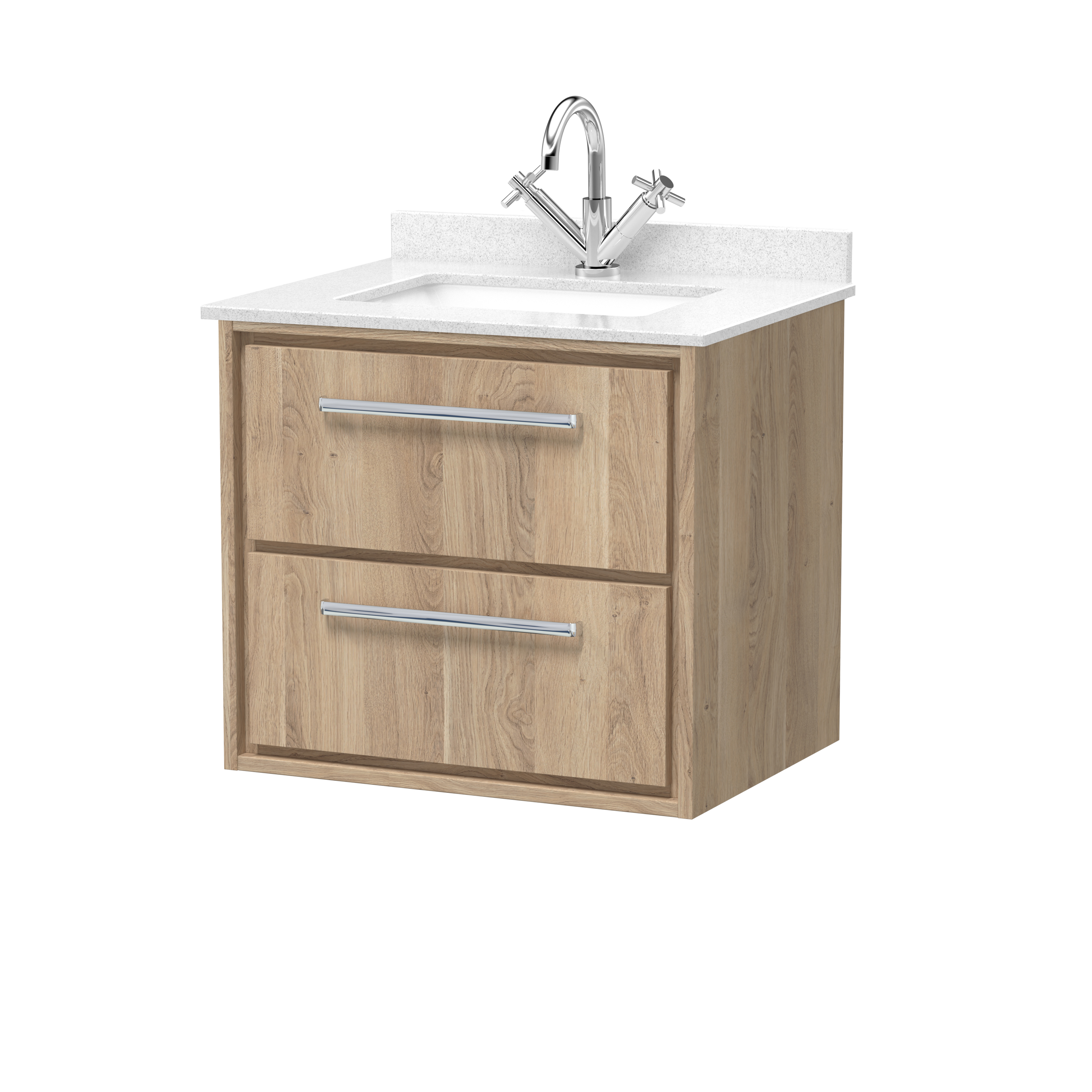 600mm Wall Hung 2-Drawer Vanity with Marble Worktop Basin