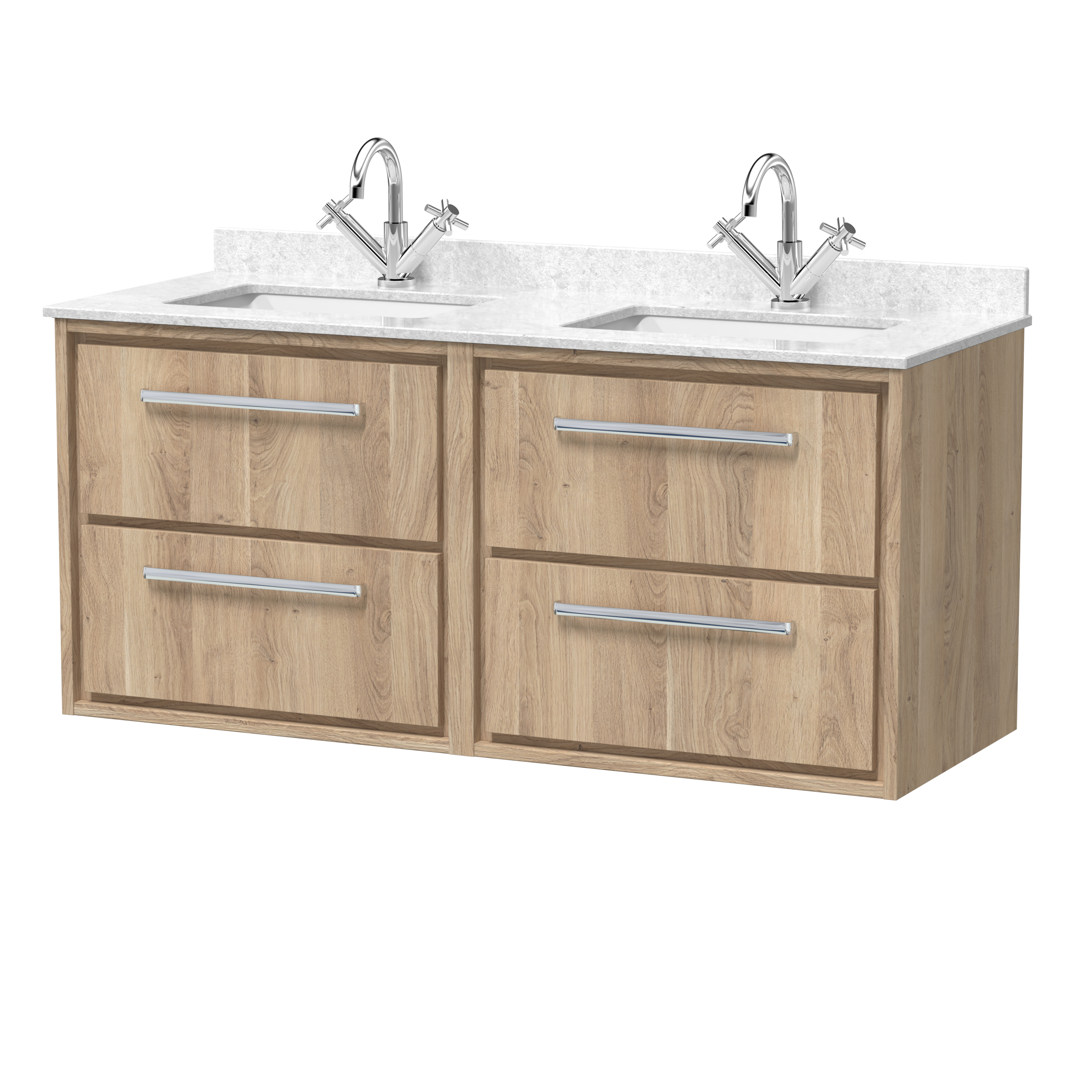 1200mm Wall Hung 4-Drawer Vanity with Marble Worktop Basin