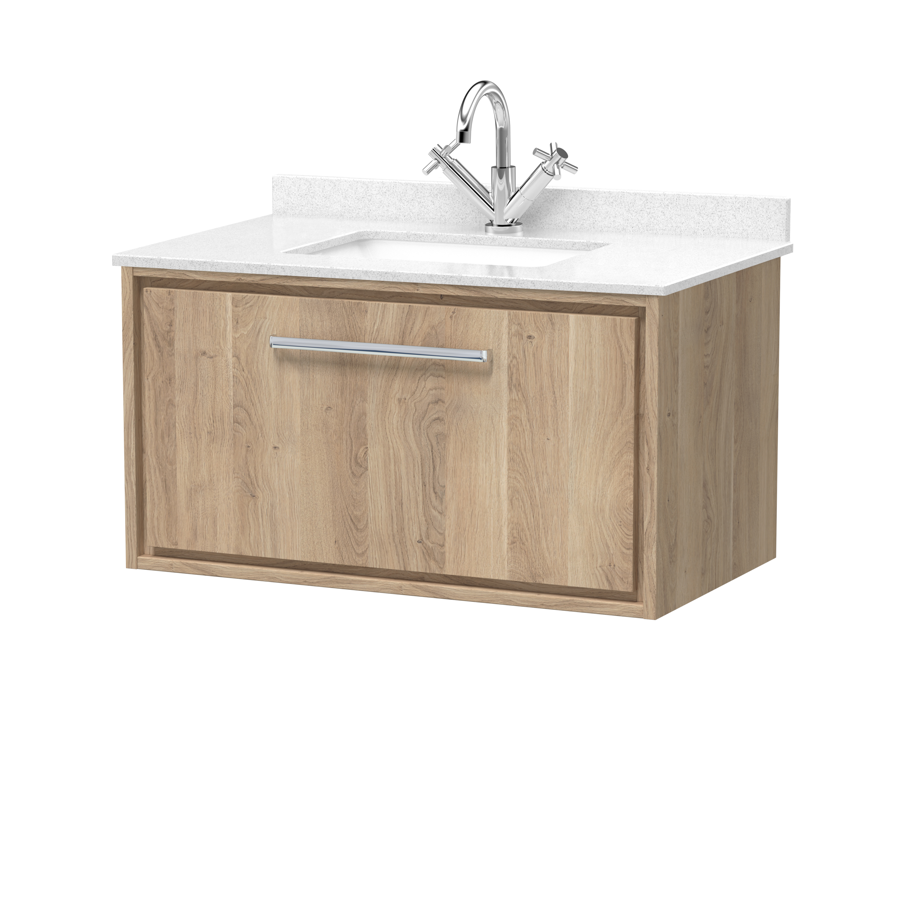 800mm Wall Hung Single Drawer Vanity with Marble Worktop Basin