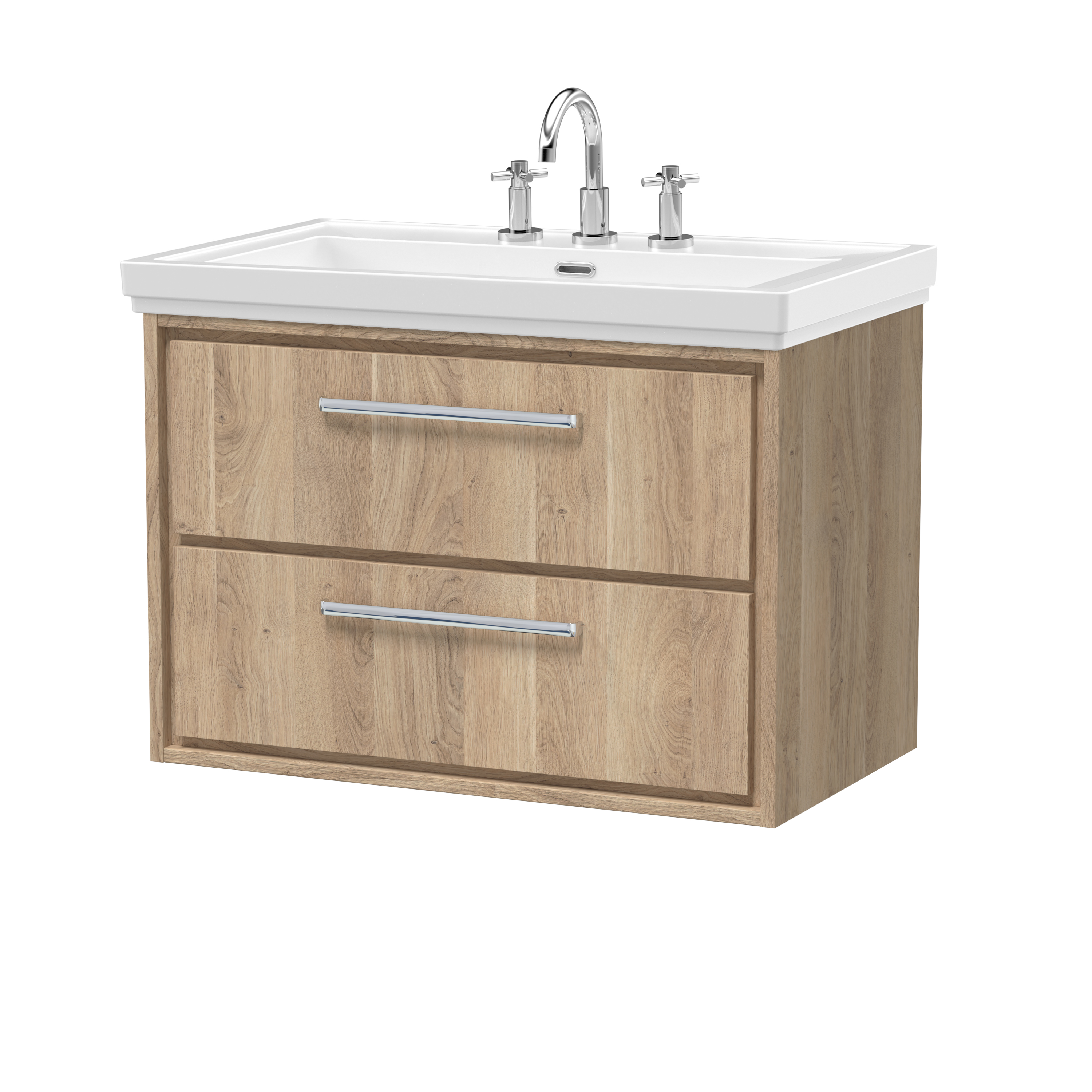 800mm Wall Hung 2-Drawer Vanity with Basin - 3 Tap Hole