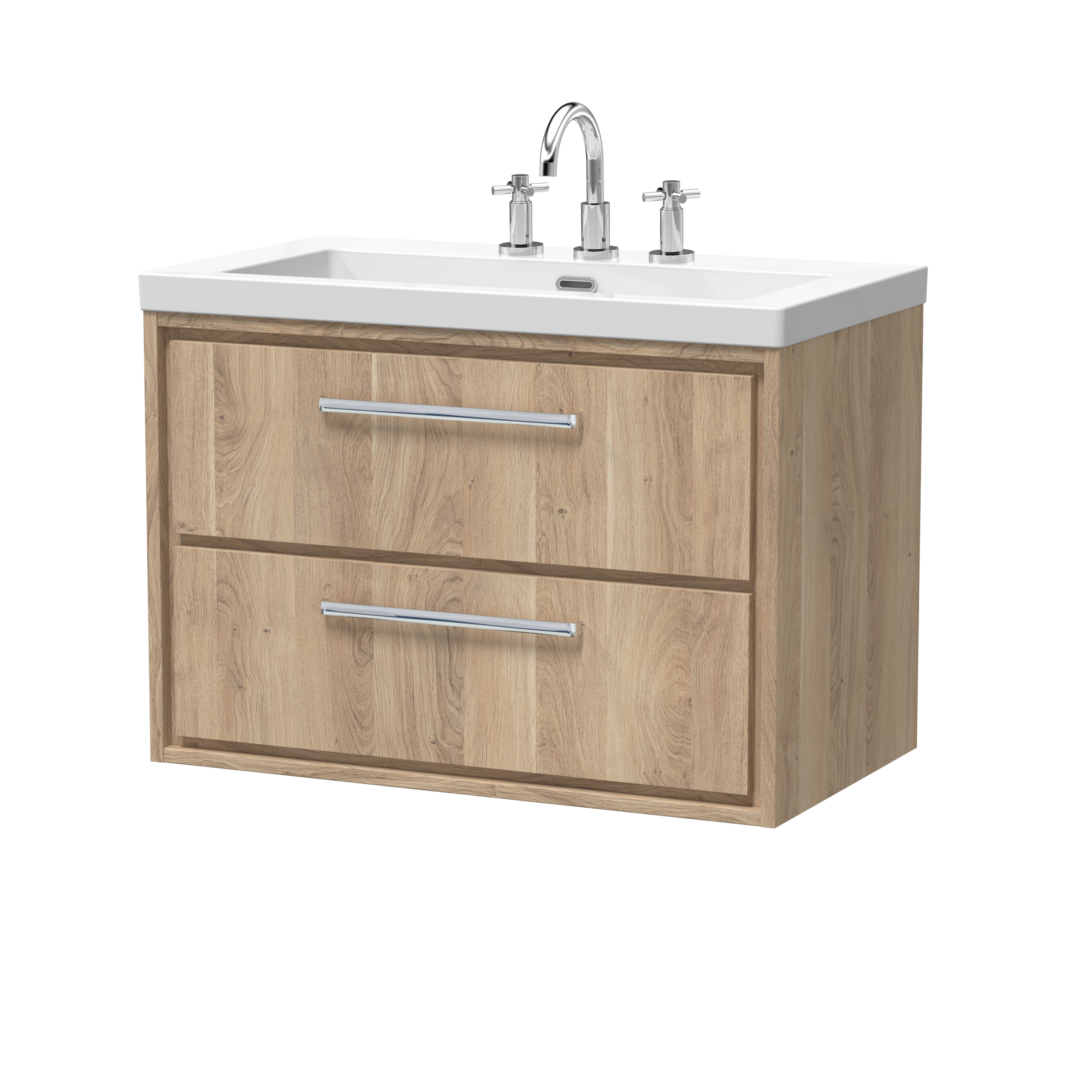 800mm Wall Hung 2-Drawer Vanity with Basin - 3 Tap Hole