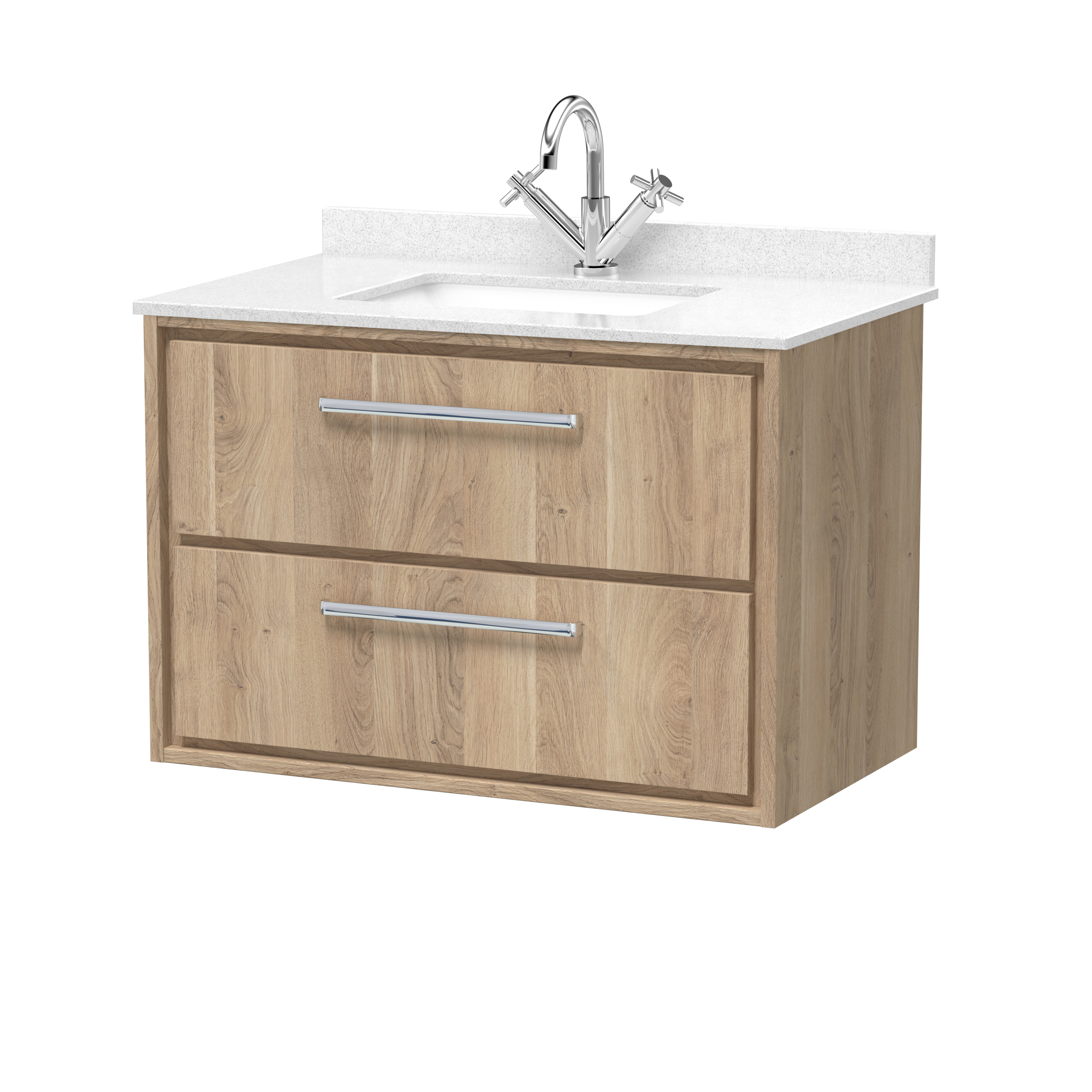 800mm Wall Hung 2-Drawer Vanity with Marble Worktop Basin