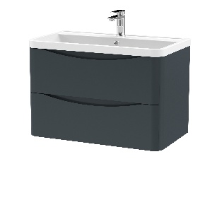 800mm Wall Hung 2 Drawer Vanity & Polymarble Basin