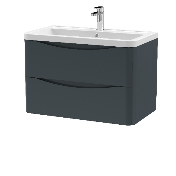 800mm Wall Hung 2 Drawer Vanity & Ceramic Basin