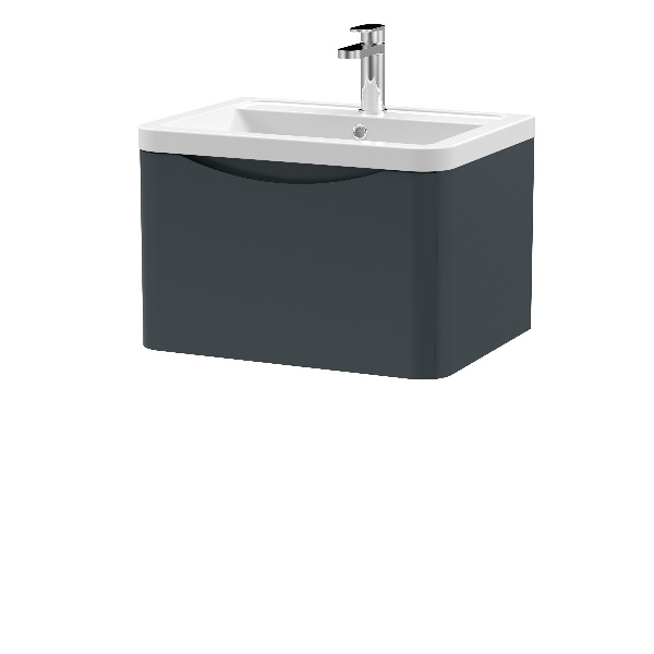 600mm Wall Hung 1 Drawer Vanity & Ceramic Basin