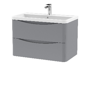 800mm Wall Hung 2 Drawer Vanity & Polymarble Basin