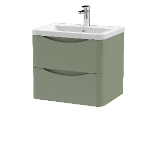 600mm Wall Hung 2 Drawer Vanity & Ceramic Basin