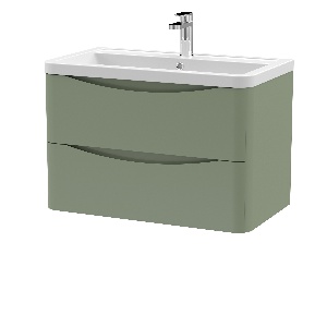 800mm Wall Hung 2 Drawer Vanity & Ceramic Basin