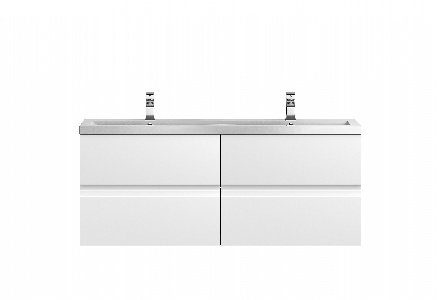 1200 Wall Hung 4 Drawer Vanity & Double Basin