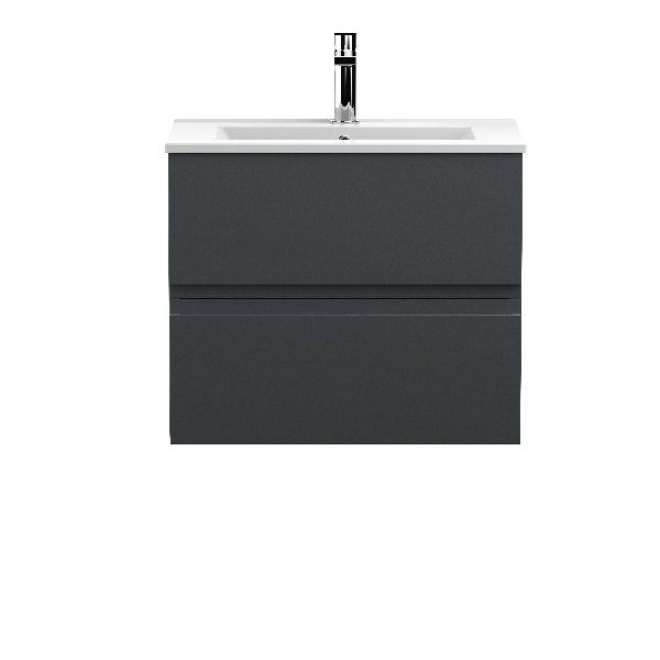 600mm Wall Hung 2 Drawer Vanity & Basin 2