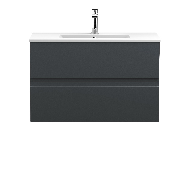 800mm Wall Hung 2 Drawer Vanity & Basin 2