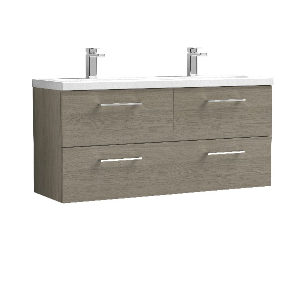 1200mm Wall Hung 4 Drawer Vanity & Double Basin