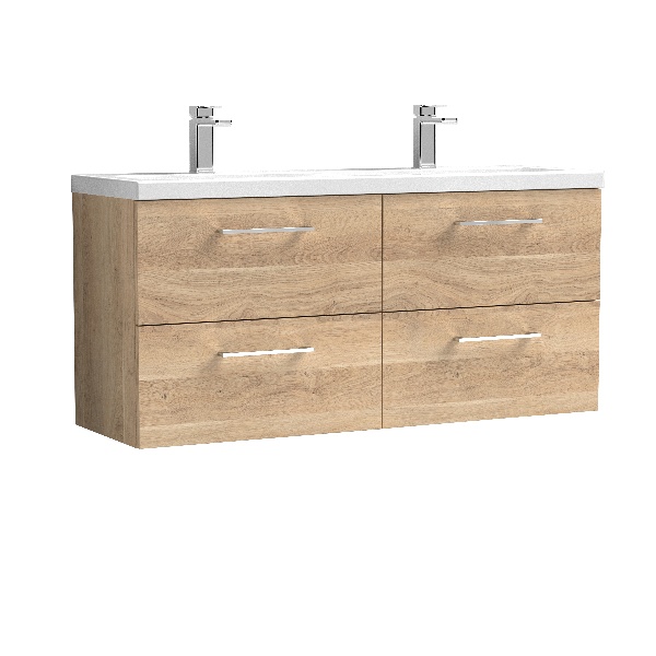 1200mm Wall Hung 4-Drawer Vanity & Double Basin