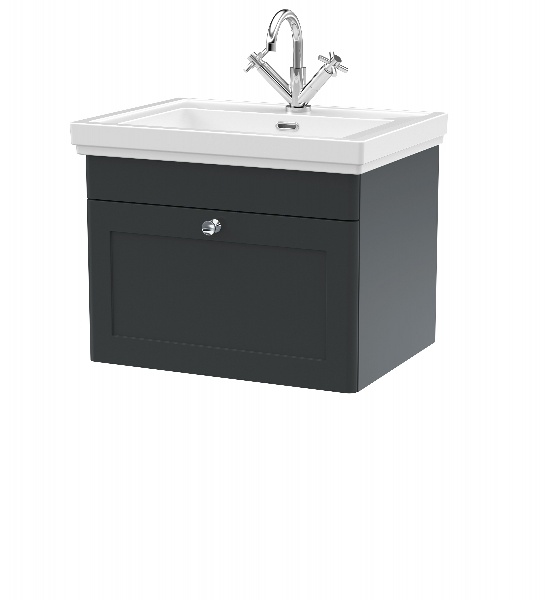 600mm Wall Hung 1-Drawer Vanity & Basin 1TH