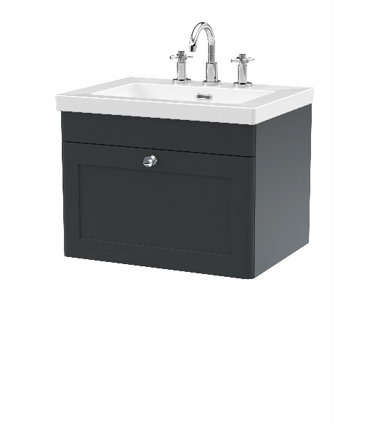 600mm Wall Hung 1-Drawer Vanity with Basin - 3 Tap Hole