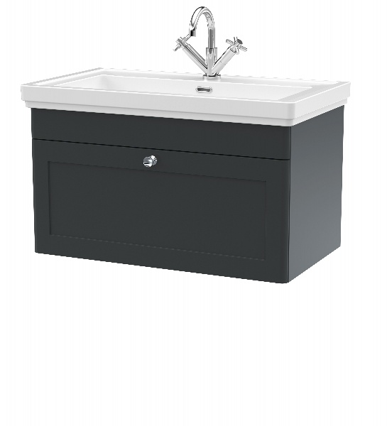 800mm Wall Hung 1-Drawer Vanity & Basin 1TH