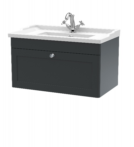 800mm Wall Hung 1 Drawer Vanity & Basin 1TH