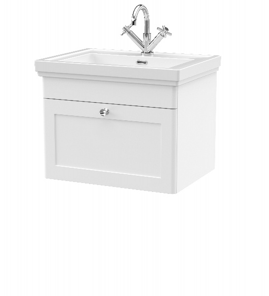 600mm Wall Hung 1-Drawer Vanity & Basin 1TH