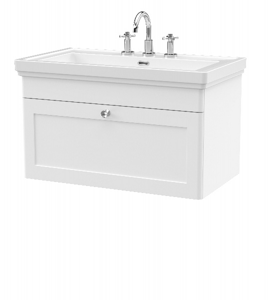 800mm Wall Hung 1-Drawer Vanity & Basin 3TH