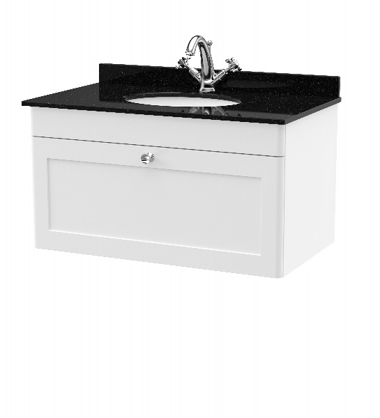 800mm Wall Hung 1 Drawer Vanity & Marble Top 1TH