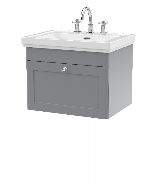 600mm Wall Hung 1-Drawer Vanity & Basin 3TH