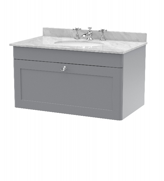 800mm Wall Hung 1 Drawer Vanity & Marble Top 3TH