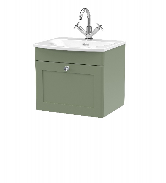 500mm Wall Hung 1-Drawer Unit & Curved Basin