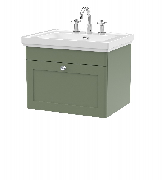 600mm Wall Hung 1-Drawer Vanity & Basin 3TH