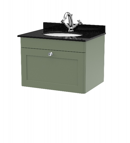 600mm Wall Hung 1 Drawer Vanity & Marble Top 1TH