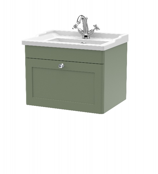 600mm Wall Hung 1 Drawer Vanity & Basin 1TH