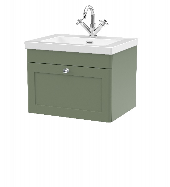 600mm Wall Hung 1-Drawer Vanity with Basin - 1 Tap Hole