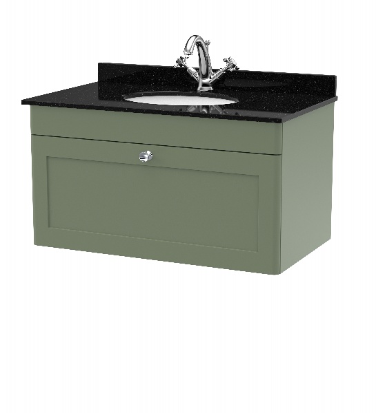 800mm Wall Hung 1 Drawer Vanity & Marble Top 1TH