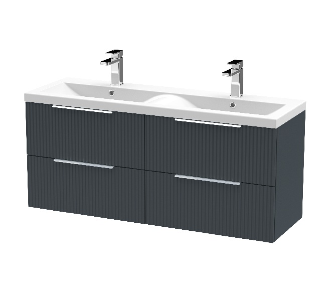 1200mm Wall Hung 4 Drawer Vanity & Double Basin