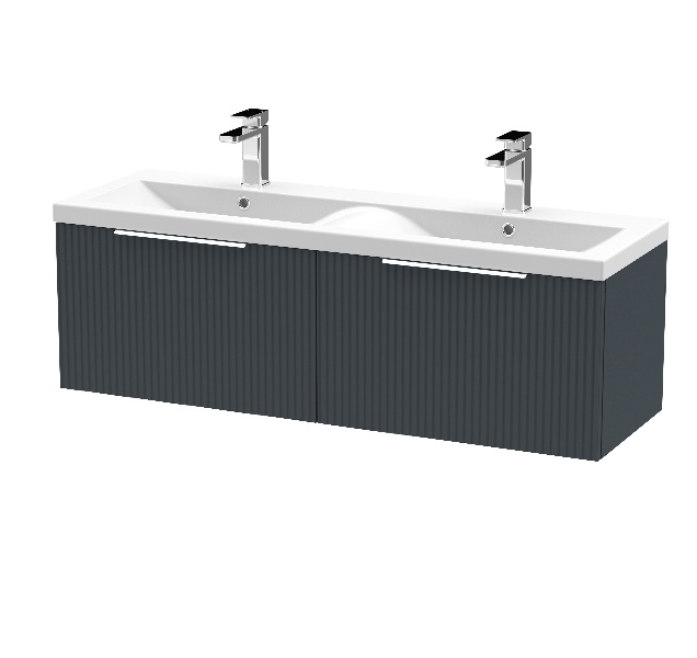 1200mm Wall Hung 2 Drawer Vanity & Double Basin