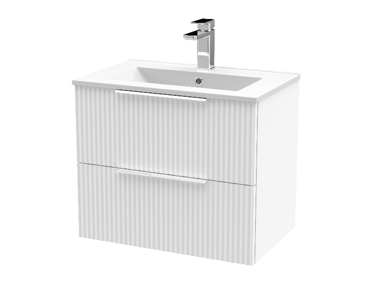 600mm Wall Hung 2 Drawer Vanity & Basin 2