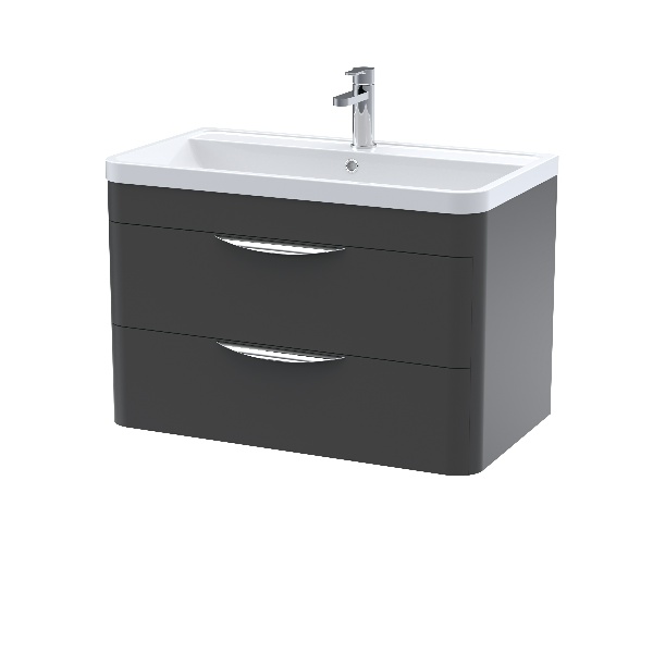 800mm Wall Hung 2 Drawer Vanity & Polymarble Basin