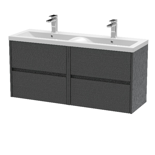 1200mm Wall Hung 4 Drawer Unit & Double Basin