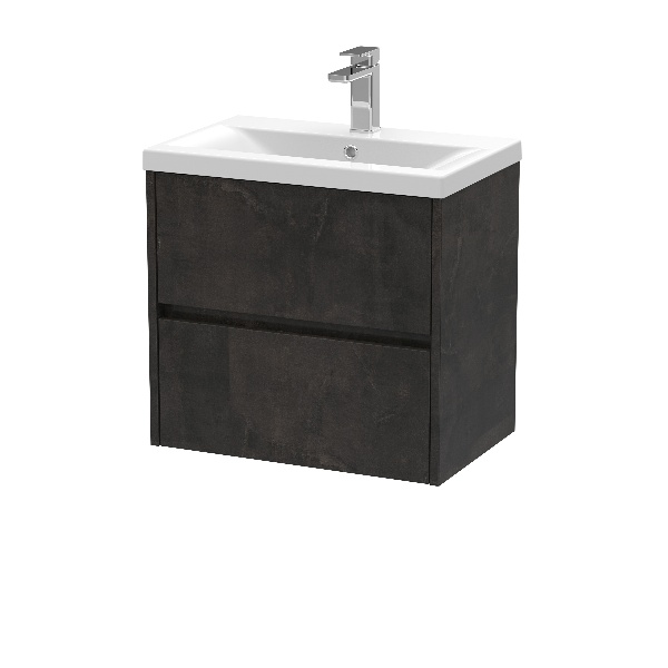 600mm Wall Hung 2 Drawer Unit & Basin 1