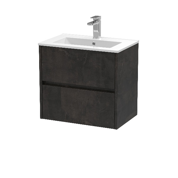 600mm Wall Hung 2 Drawer Unit & Basin 2