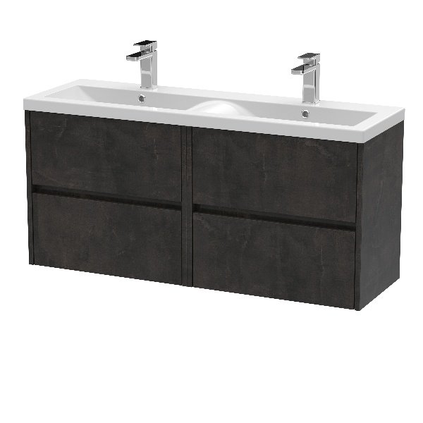 1200mm Wall Hung 4 Drawer Unit & Double Basin