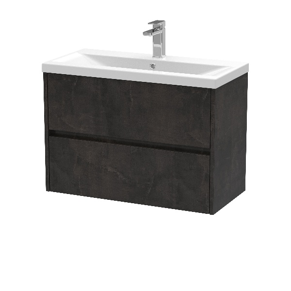 800mm Wall Hung 2 Drawer Unit & Basin 1