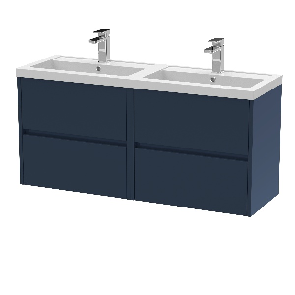 1200mm Wall Hung 4-Drawer Unit & Double Basin