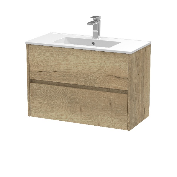 800mm Wall Hung 2 Drawer Unit & Basin 2