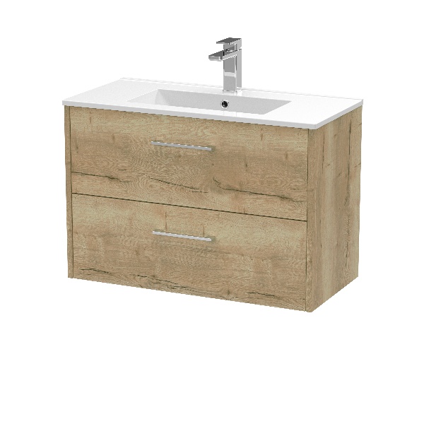 800mm Wall Hung 2 Drawer Vanity & Basin 2