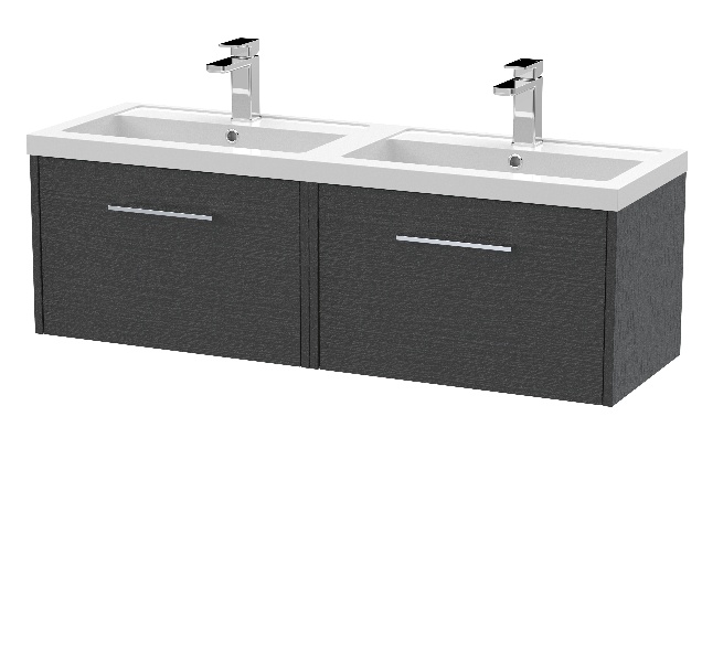 1200mm Wall Hung 2 Drawer Vanity & Double Basin