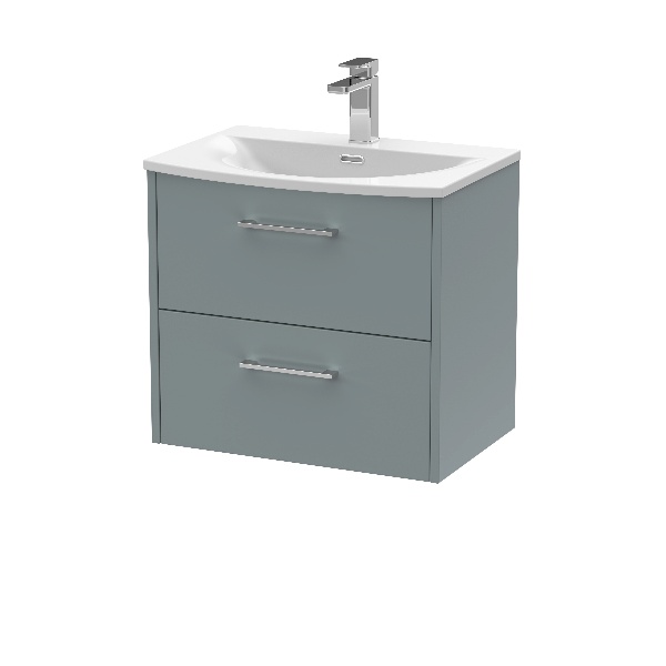 600mm Wall Hung 2 Drawer Vanity & Basin 4